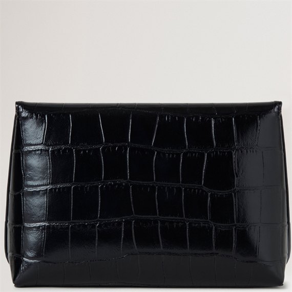 Mulberry Darley Cosmetic Pouch Black Shiny Small Croc